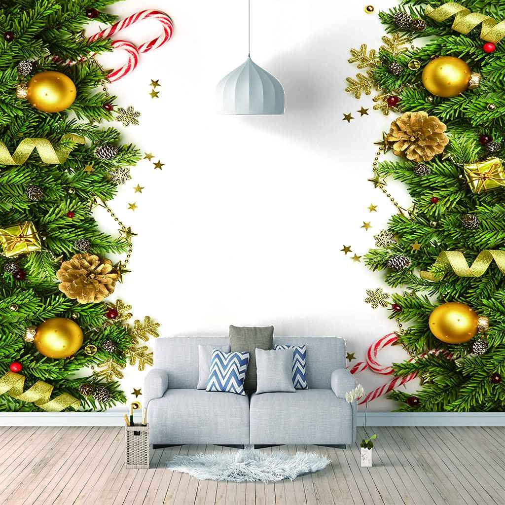 Papier peint photo boule de Noël dorée auto-adhésif HD 350x256 cm