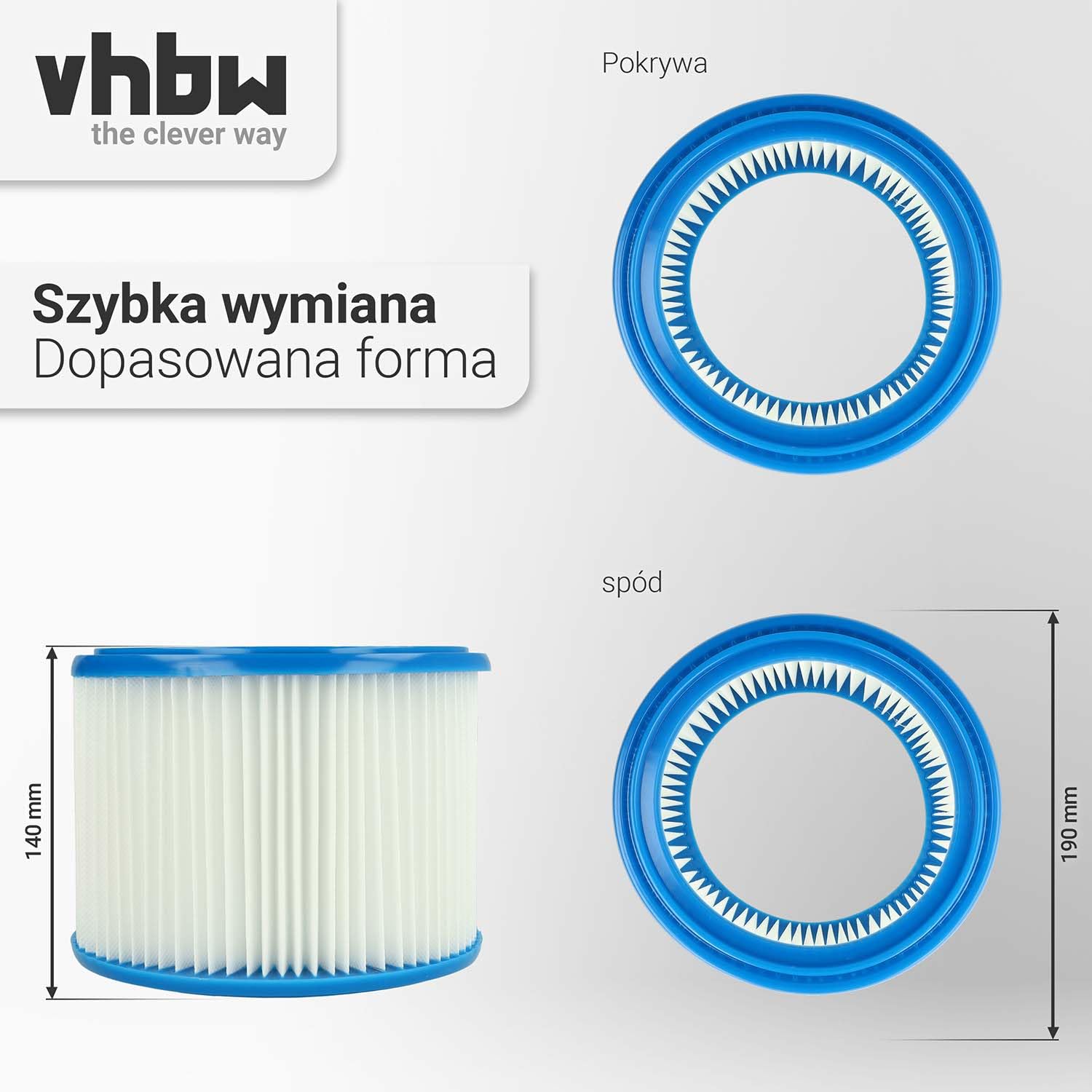vhbw Zestaw filtrów 2 x filtr harmonijkowy kompatybilny z Makita VC2012L | VC2511, VC2512L, VC3011L, VC3012L filtr do odkurzania na mokro i sucho