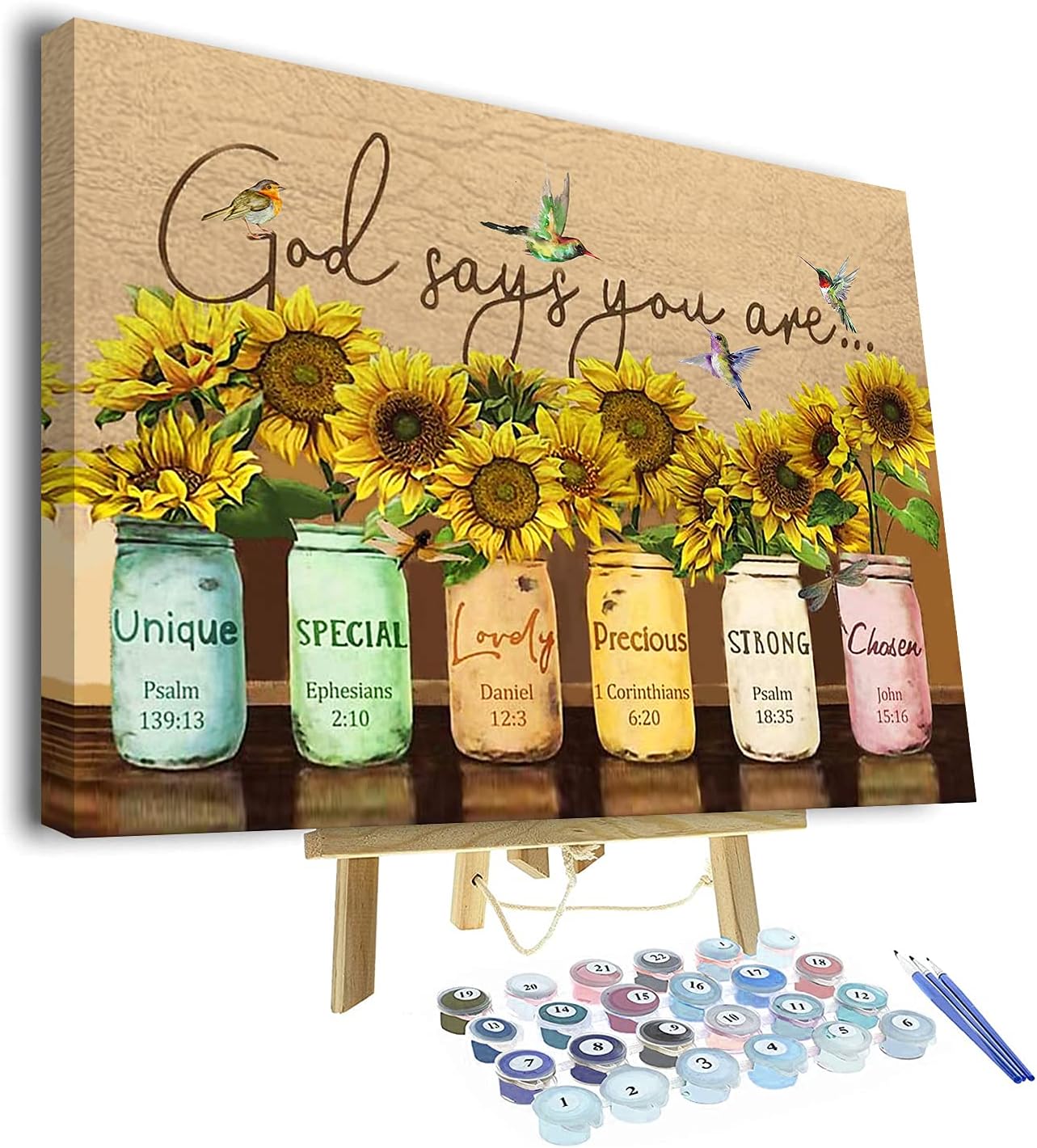 TUMOVO DIY Painting by Numbers for Adults, Sunflower Paint by Numbers, 16X20 Inch Adults Paint by Number Kits for Beginners on Canvas, Flameless Color by Number Art Kits for Kids(Framed)