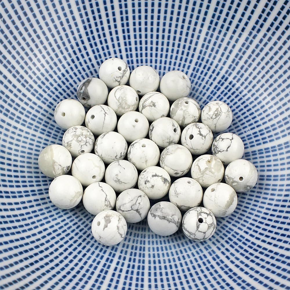MJDCB AAAA Natural Stone Beads White Howlite Turquoise Round Loose Beads for Jewelry Making 15" (6mm) - Image 7