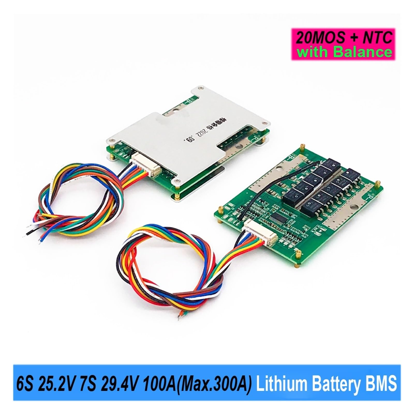 Zarząd BMS, 6S 24V 7S 29,4V 100A Maks. Płytka baterii litowej 300A Balance BMS z NTC do użytku z akumulatorami do rowerów elektrycznych lub e-skuterów, Rada Ochrony BMS(6S BMS)