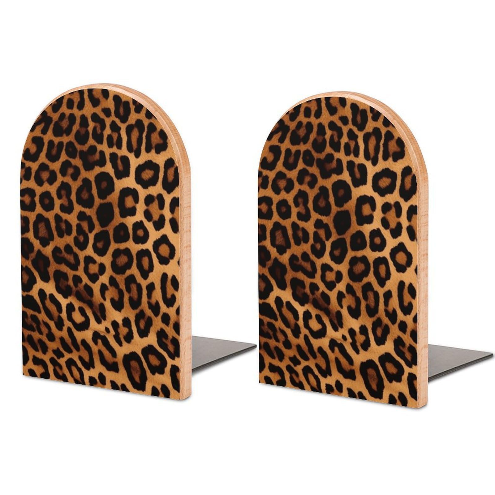 Cool Cheetah Leopard Bookend Modern Bookends for Shelves Non-Skid Book Holder Heavy Duty Metal Book Storage for Books CDs Decorative Book Stopper for Home