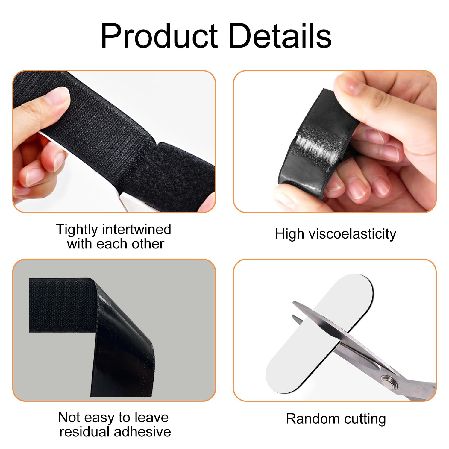 Cinta De Gancho Y Bucle (15 Pares), Adhesivo Fuerte Hook y Loop, Ancho Reutilizable Nylon Cinta Doble Cara para Oficina, Para Hogar y Oficina, 3 * 10cm, Oval negro