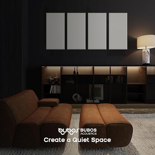 Miniatura 6 de BUBOS 4 paneles acústicos, paneles de pared de tela insonorizados de 23.6 x 11.8 pulgadas, paneles autoadhesivos de absorción de sonido para