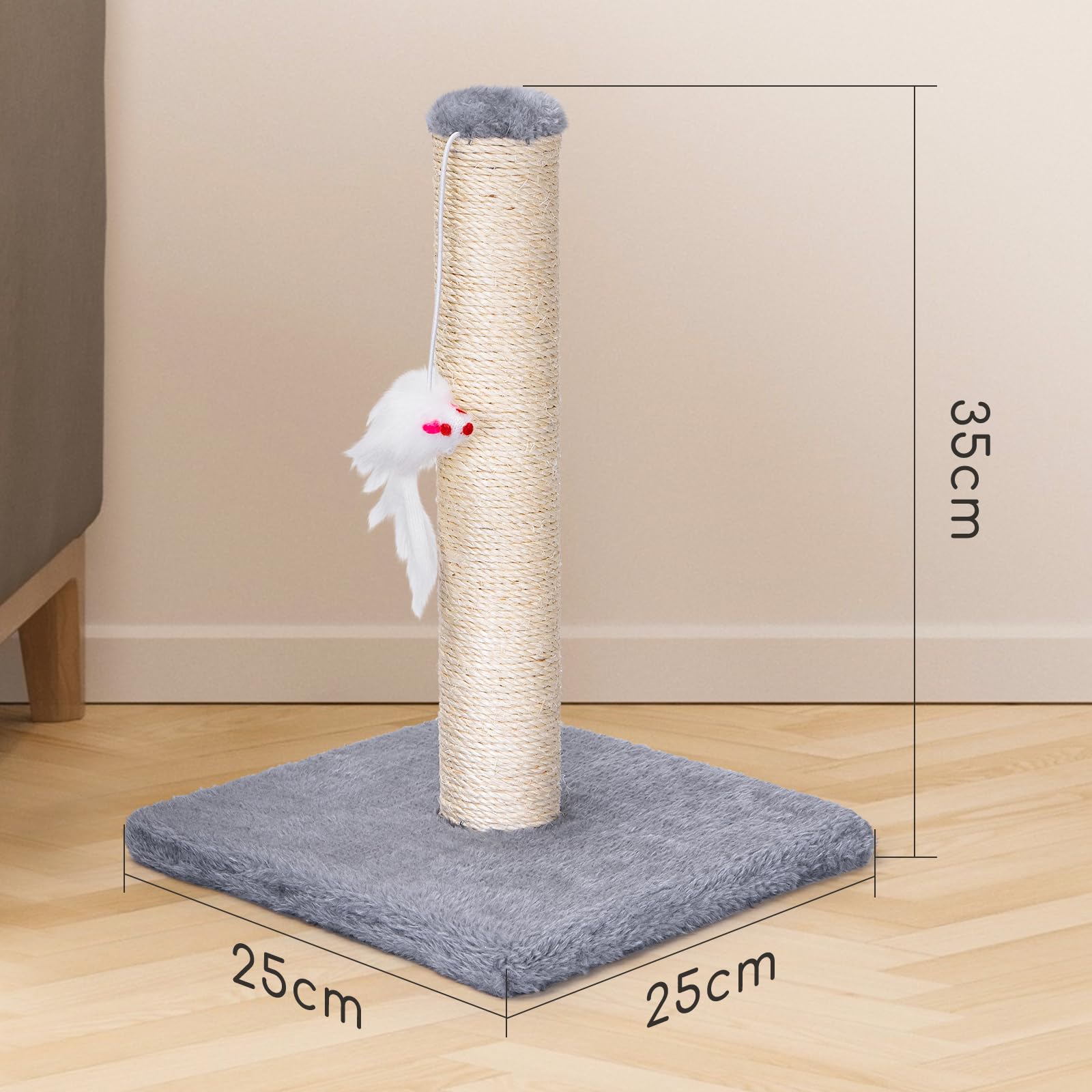 Nobleza - Tiragraffi per gatti,Albero rampicante per Gatti con tirgraffi e Gattino per Far divertire Il Tuo Gatto, Grigio, 25 * 25 * 35cm