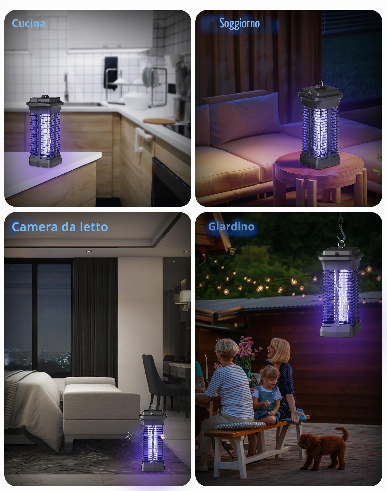 Lampada Antizanzare Elettrica, 6W Elettrica Ammazza-zanzare Portata Effettiva 30m², Ammazza-insetti Elettrico con Interruttore e Cavo da 1,2m, Uccide Efficacemente gli Insetti Volanti per Uso Interno