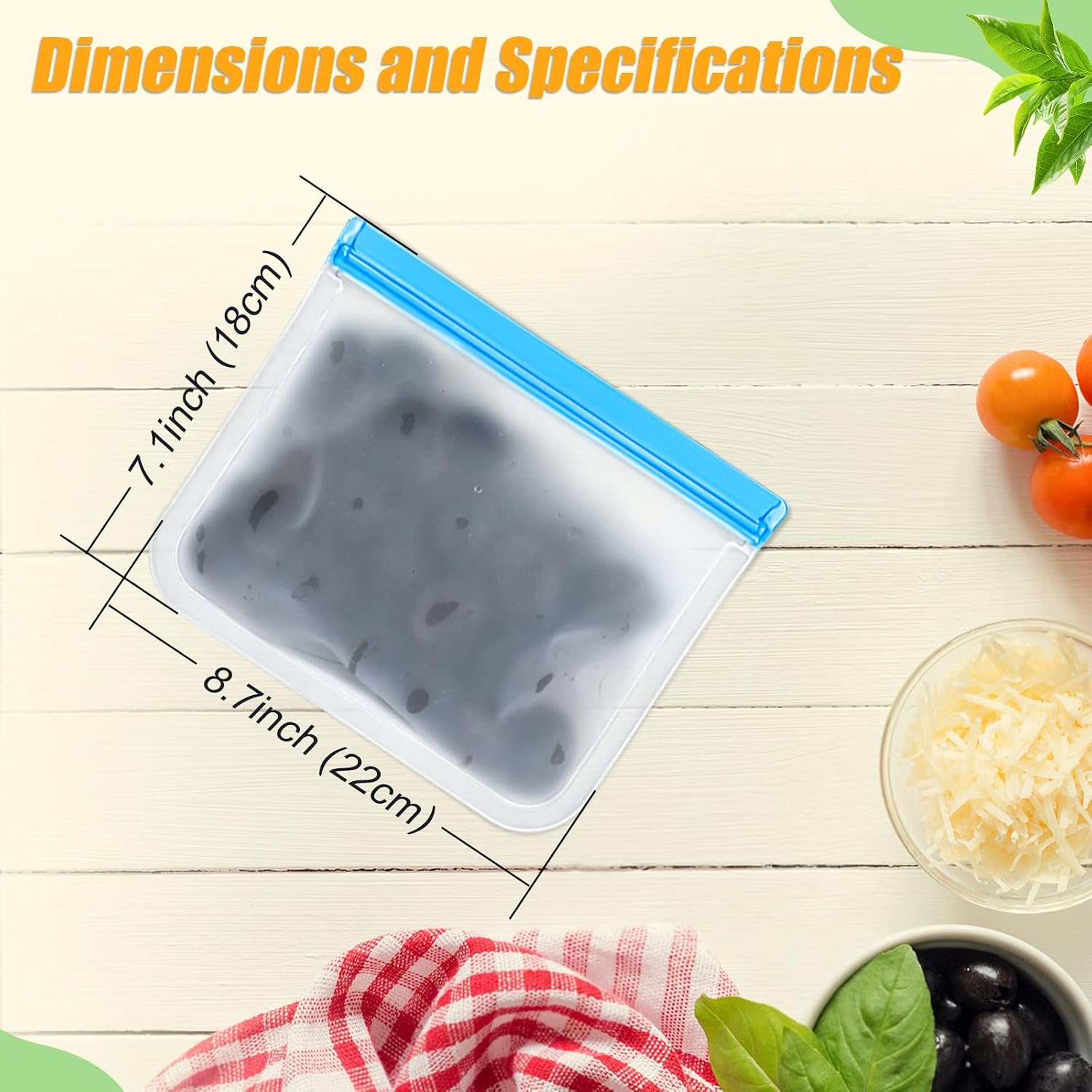 10 Pack Reusable Storage Bags, Dishwasher Safe Reusable Food Storage Bags, Silicone Leak proof Freezer Bag for Lunch, Sandwich, Snack, Marinate Meat, Salad Fruit image 2
