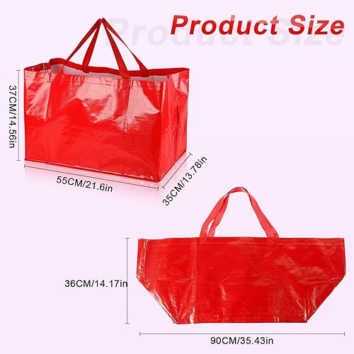 Vista 10 de Shappy 6 bolsas de comestibles reutilizables extra grandes con asas coloridas de plástico tejido impermeable Bright
