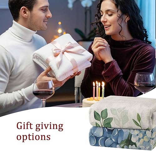 Miniatura 8 de Super Soft Flannel Fleece Blanket, Farmhouse Eucalyptus Blue Hydrangea Plants Linen Lightweight Blankets, Cozy Microfiber Plush Throw Blankets for