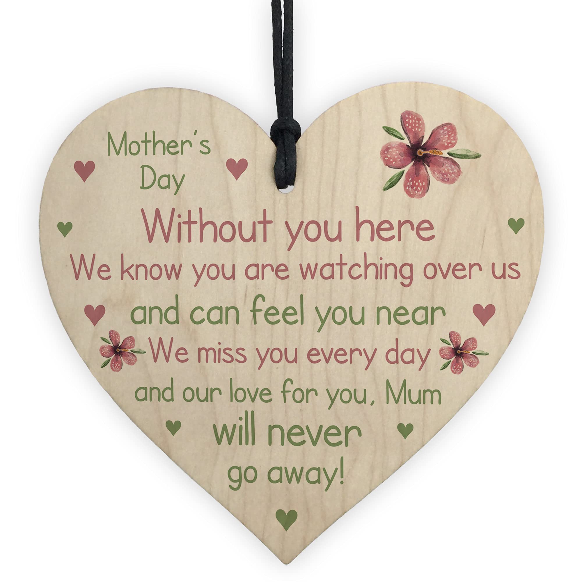 Red Ocean Pink Memorial Gift For Mum On Mothers Day Wooden Flower In Memory Plaque For Mum