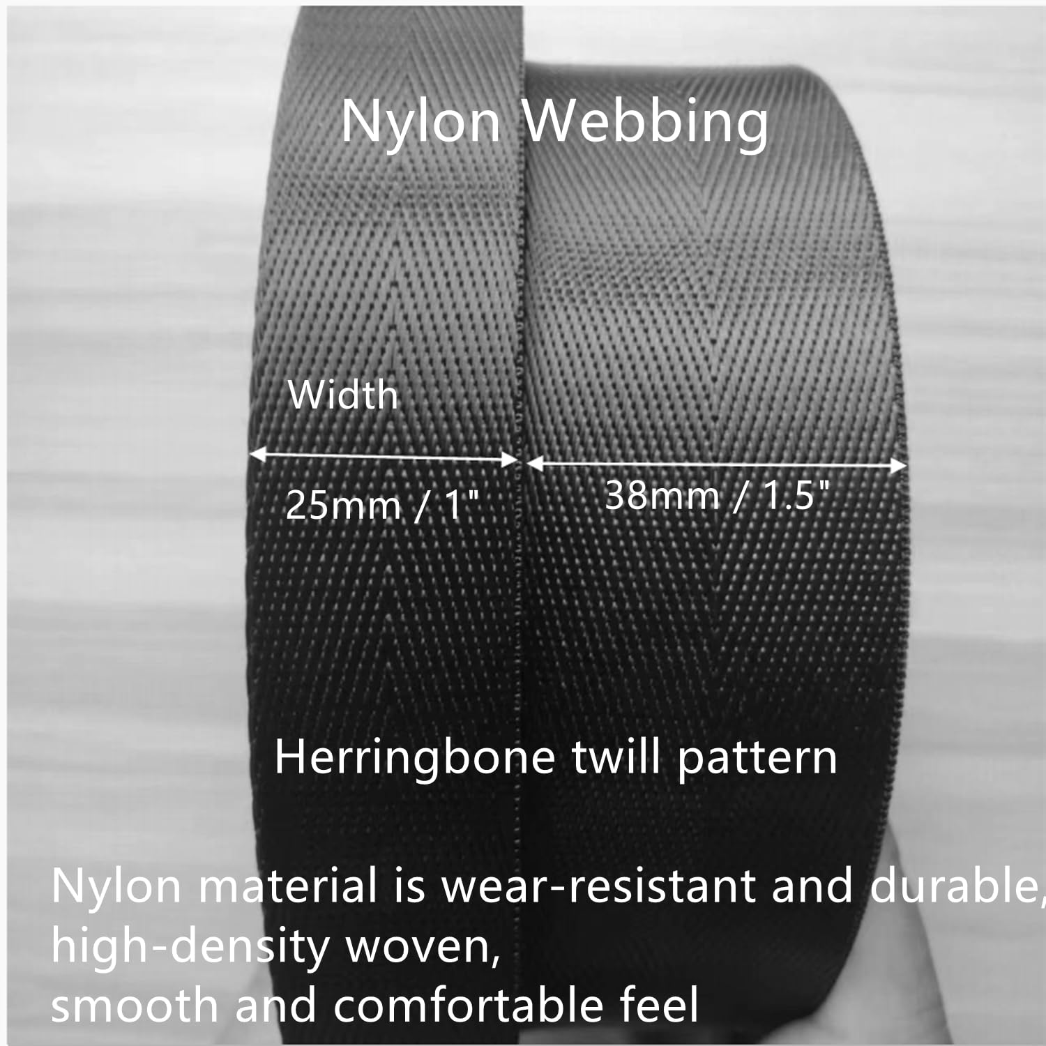 Taśma polipropylenowa, nylonowy pasek w jodełkę 25 mm/38 mm x 5-20 jardów wielokolorowy do toreb plecak DIY(Blue,38mm x 10 yard)