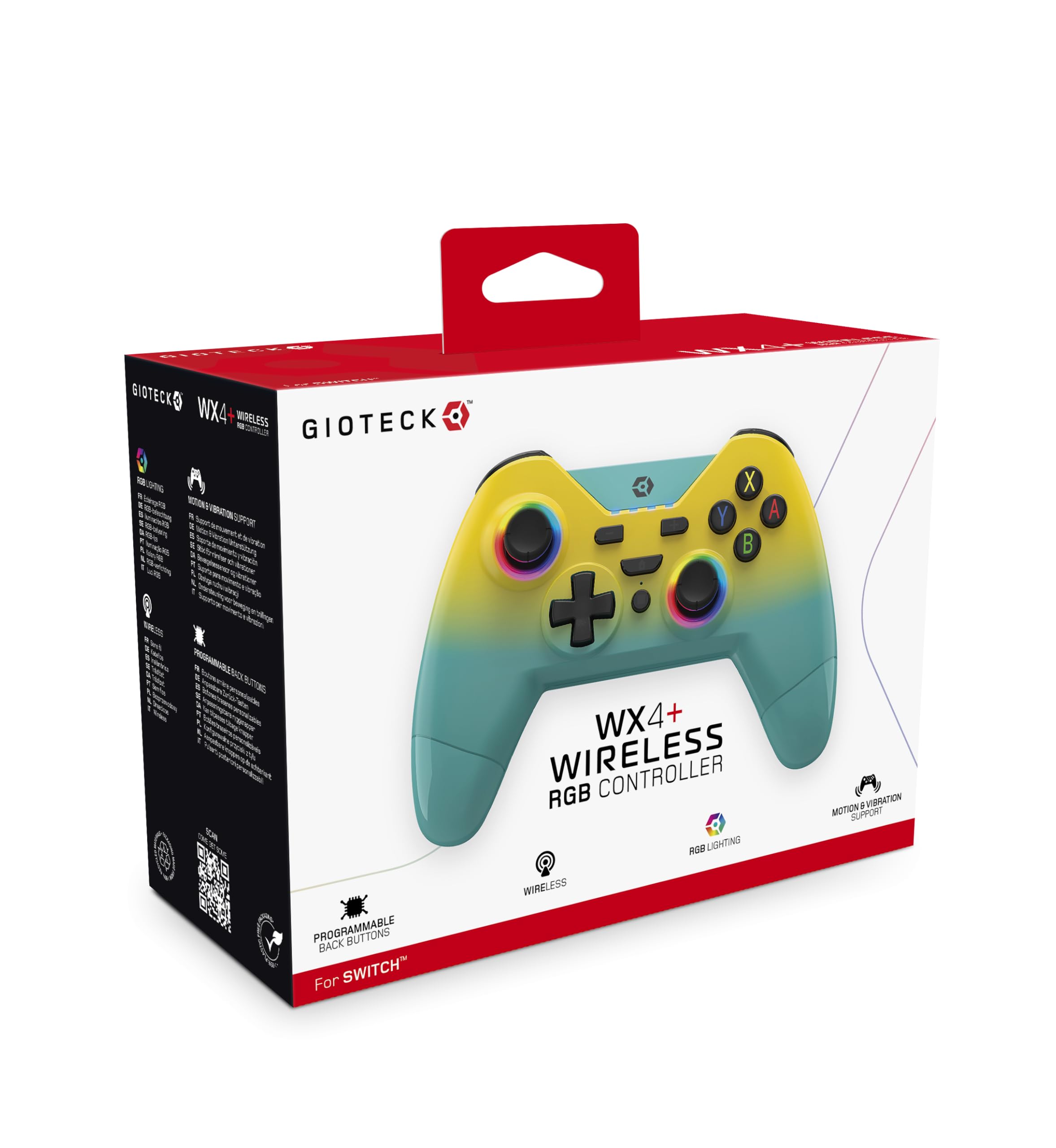 Mando inalámbrico WX4+ con botones traseros programables e iluminación RGB para Switch 6