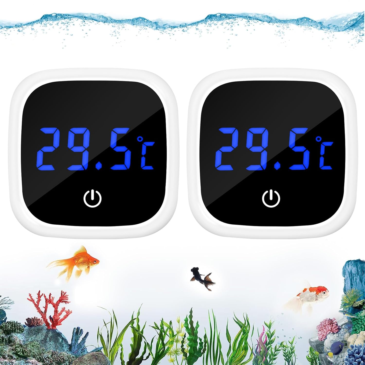 EEEKit 2PCS Digital Aquarium Thermometer, LED Display Fish Tank
