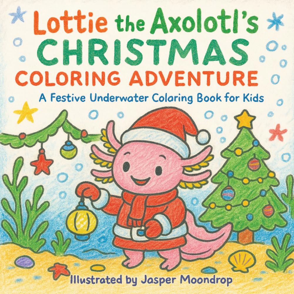 Lottie The Axolotl's Christmas Coloring Adventure: A Festive Underwater Coloring Book for Kids