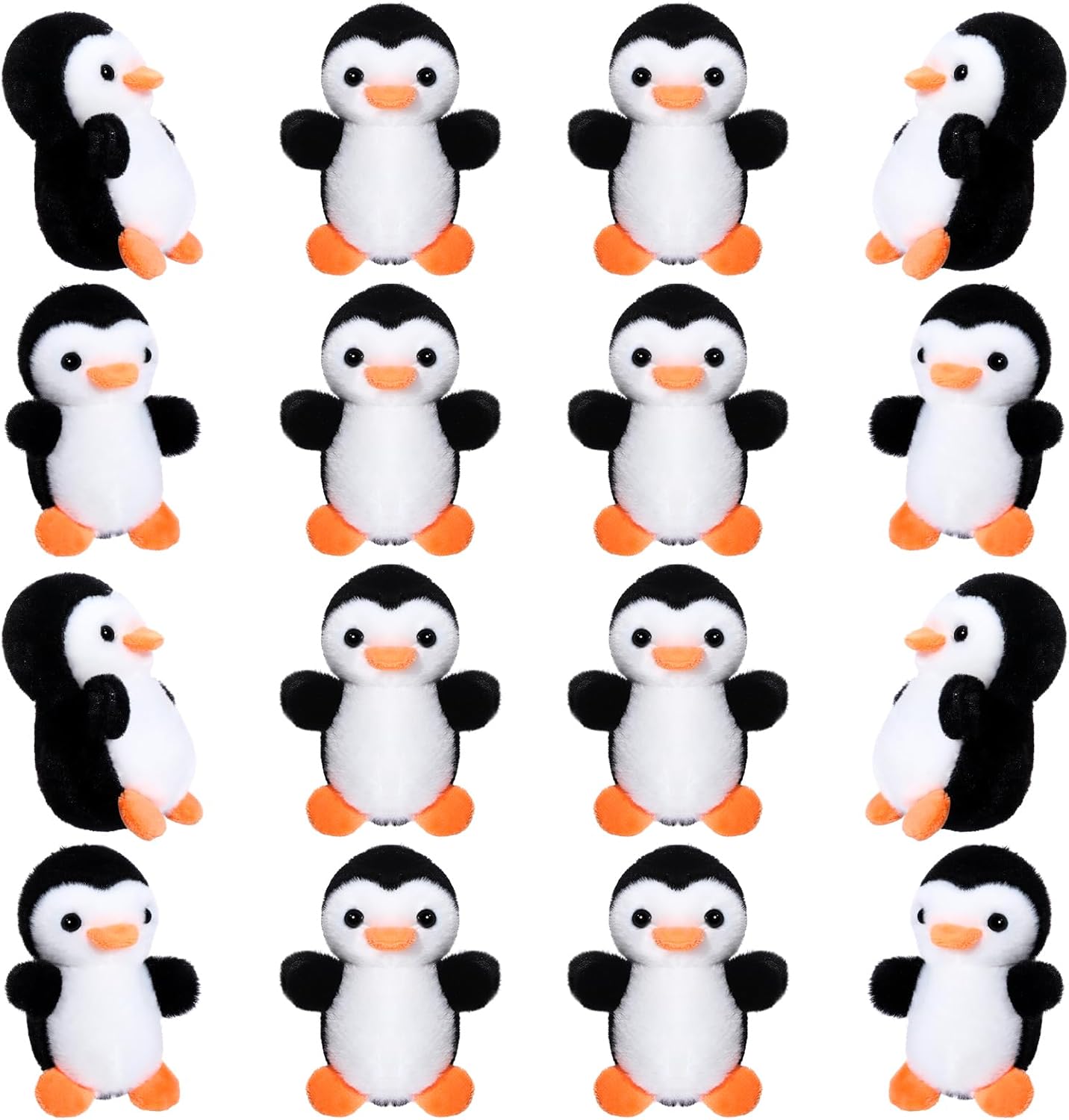 Skylety 16 Pcs 4 Inch Mini Penguin Stuffed Animal Bulk Penguin Plush Keychains for Birthday Xmas Party Favor Gifts (Black)