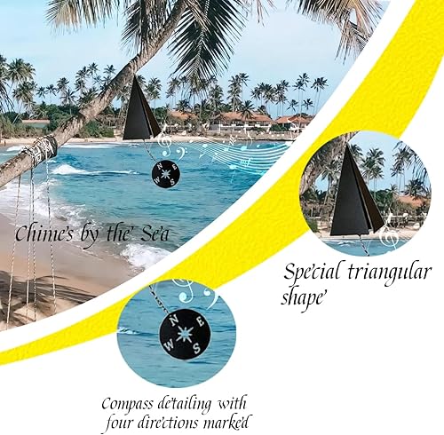 Miniatura 4 de Campana de viento única de 3 tonos, brújula, campanas de viento, adornos de césped, campanillas de viento para exteriores, adornos de césped