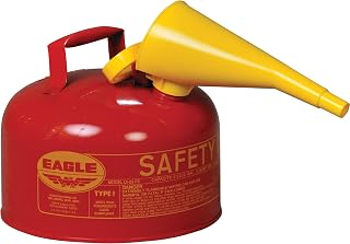 Eagle UI25FS 2.5 Gallon Red Type I Safety Gas Can - Galvanized Steel, Flame Arrester, Self-Venting Lid, F-15 Funnel, Made in USA