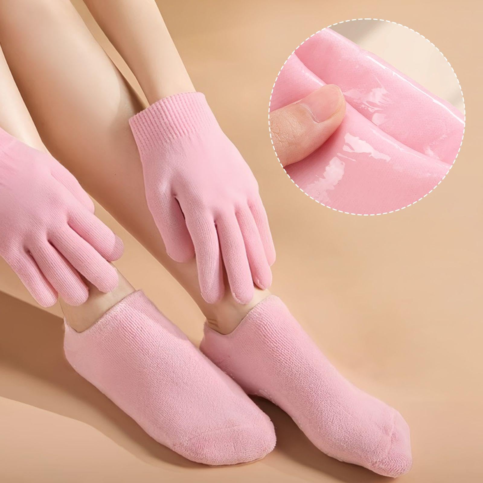 2 Pairs Of Gel Socks And 1 Pair Of Gel Gloves, Anti-Crack Moisturizing Socks, Exfoliating Gloves, Hand And Foot Care Tools. - Image 4