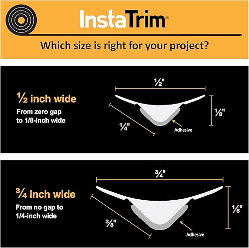 Miniatura 8 de InstaTrim New & Improved Self-Adhesive Caulk Trim, 1/2" x 10', 2-Pack, Flexible, Water Resistant, Stain Resistant for Bathroom, Floors, Walls, DIY