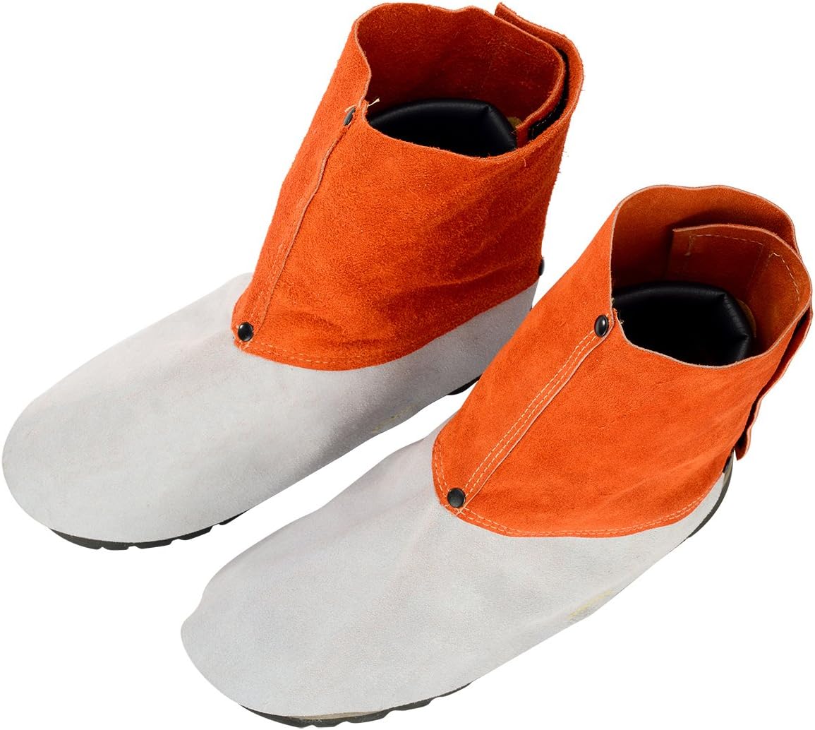 Gеt Chеар Prісе QeeLink Leather Welding Spats - Heat and Abrasion Resistant Welding Boot Covers - Shoes Protectors - Welding Gaiters, 1 Pair