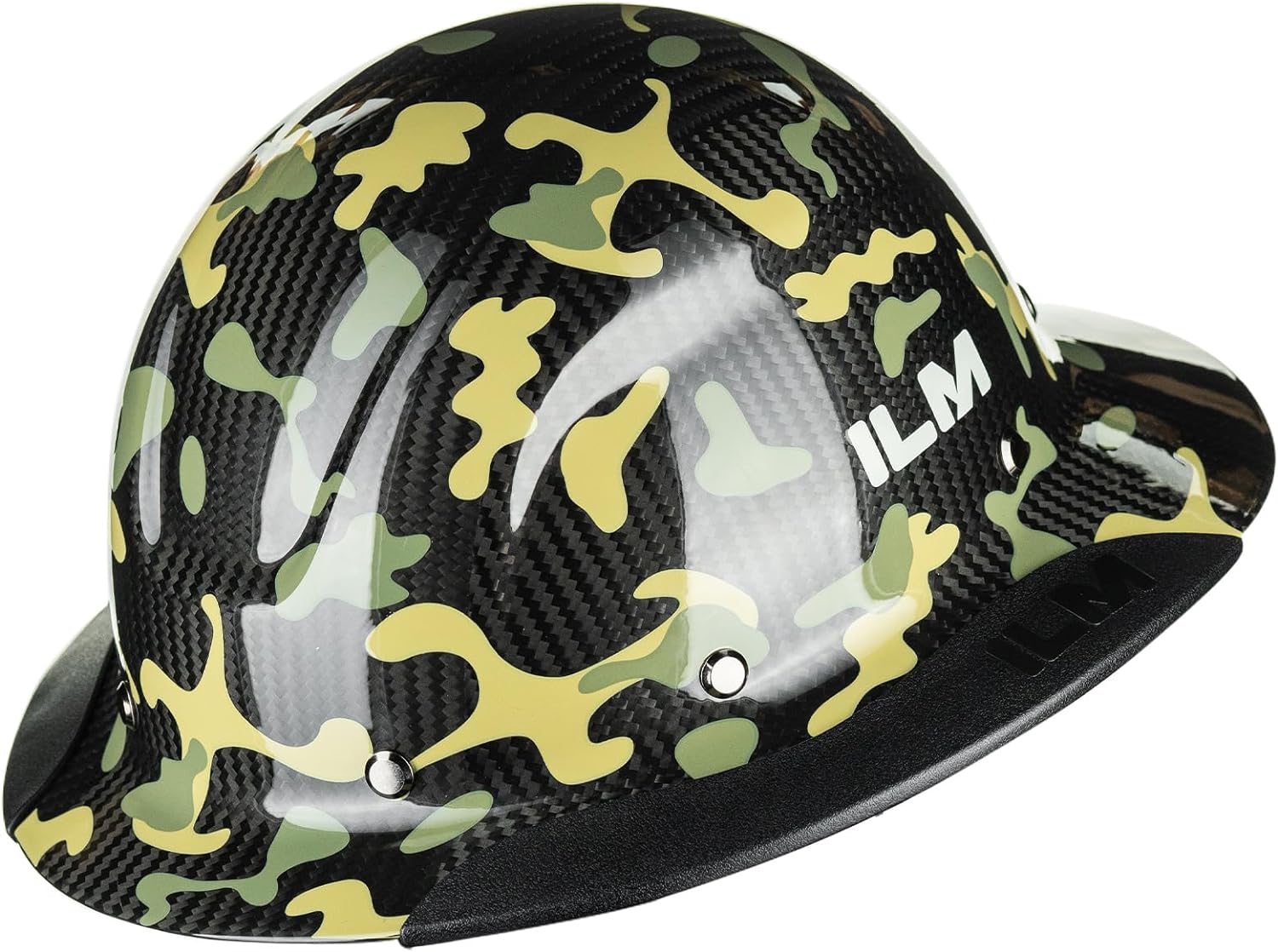 ILM Carbon Fiber Full Brim Hard Hat for Men with 4-8 Point Suspension OSHA and ANSI Construction Safety Hat Model MS401