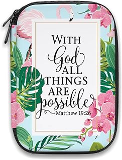 Christian Gifts Inspirational Bible Verse Pencil Case Let All That You Do Be Done In Love 1 Corinthians 16:14 Portable Pencil Bag Religious Gift(Matthew 19:26)