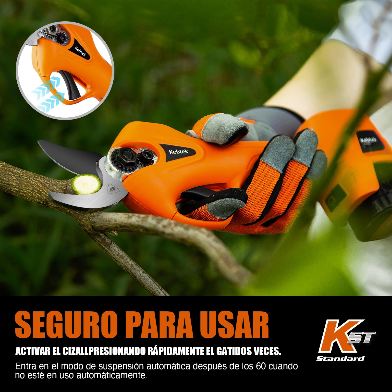 Kebtek Tijeras de podar eléctricas inalámbricas 25 mm, ligera 880g | Tijeras de podar sin escobillas KST 16,8 V, corte 0,98 pulgadas, ligera y portátil para árboles, arbustos, rosales y frutales