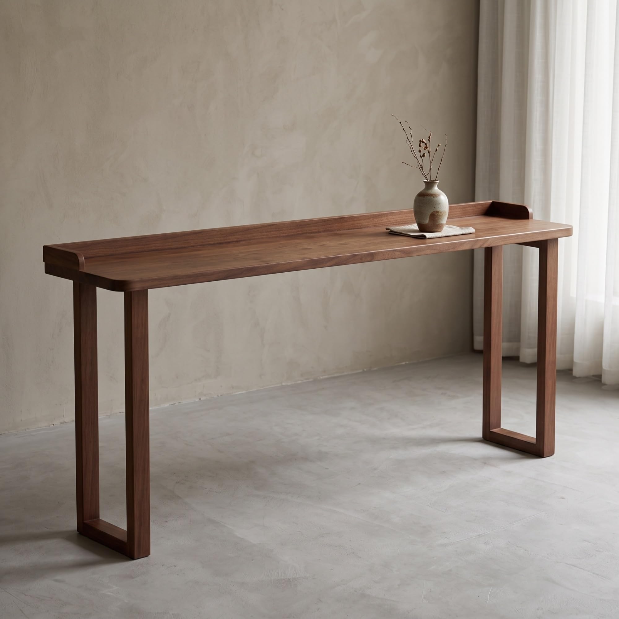 Tavolo da Bar Alto in Legno Massello, Tavolo Cucina Salvaspazio | Con Bordo Anticaduta, Design Salvaspazio, Facile da Pulire, Stabile e Robusto(180x40x105cm)