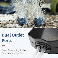 Vista 3 de Aquarium Air Pump Single Outlet/Dual Outlet Adjustable Aerator with Accessories for 10-100 Gallon Fish Tank