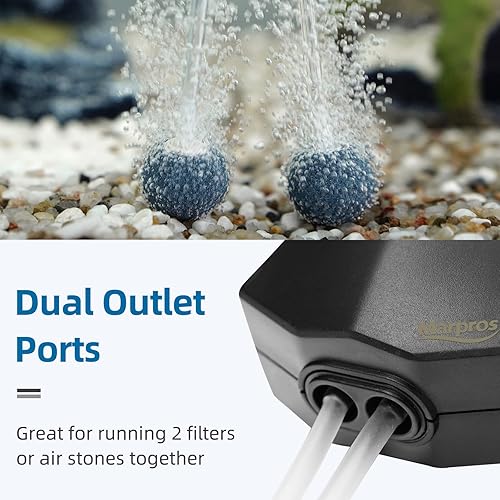 Miniatura 7 de Aquarium Air Pump Single OutletDual Outlet Adjustable Aerator with Accessories for 10-100 Gallon Fish Tank