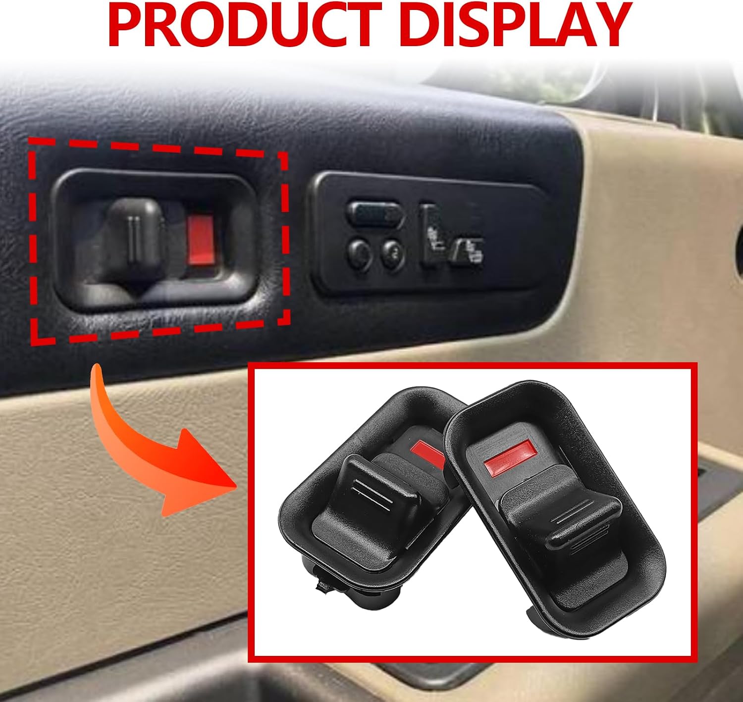 2PCS Door Lock Switch Knob Front & Rear Replacement for 15172121 75397 Compatible with Chevy Avalanche Silverado Suburban Tahoe GMC Sierra Yukon 1999-2006 Cadillac Escalade ESV EXT