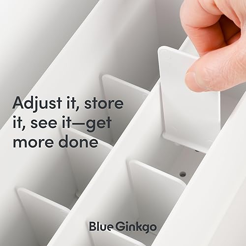 Miniatura 4 de BLUE GINKGO Organizador de escritorio almacenamiento de oficina hecho en Corea para bolígrafos, notas, correo y suministros (blanco)