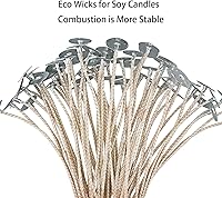 Vista 3 de 100 mechas ecológicas para velas de soja, mecha de vela preencerada de 6 pulgadas para hacer velas, mecha gruesa de vela con base