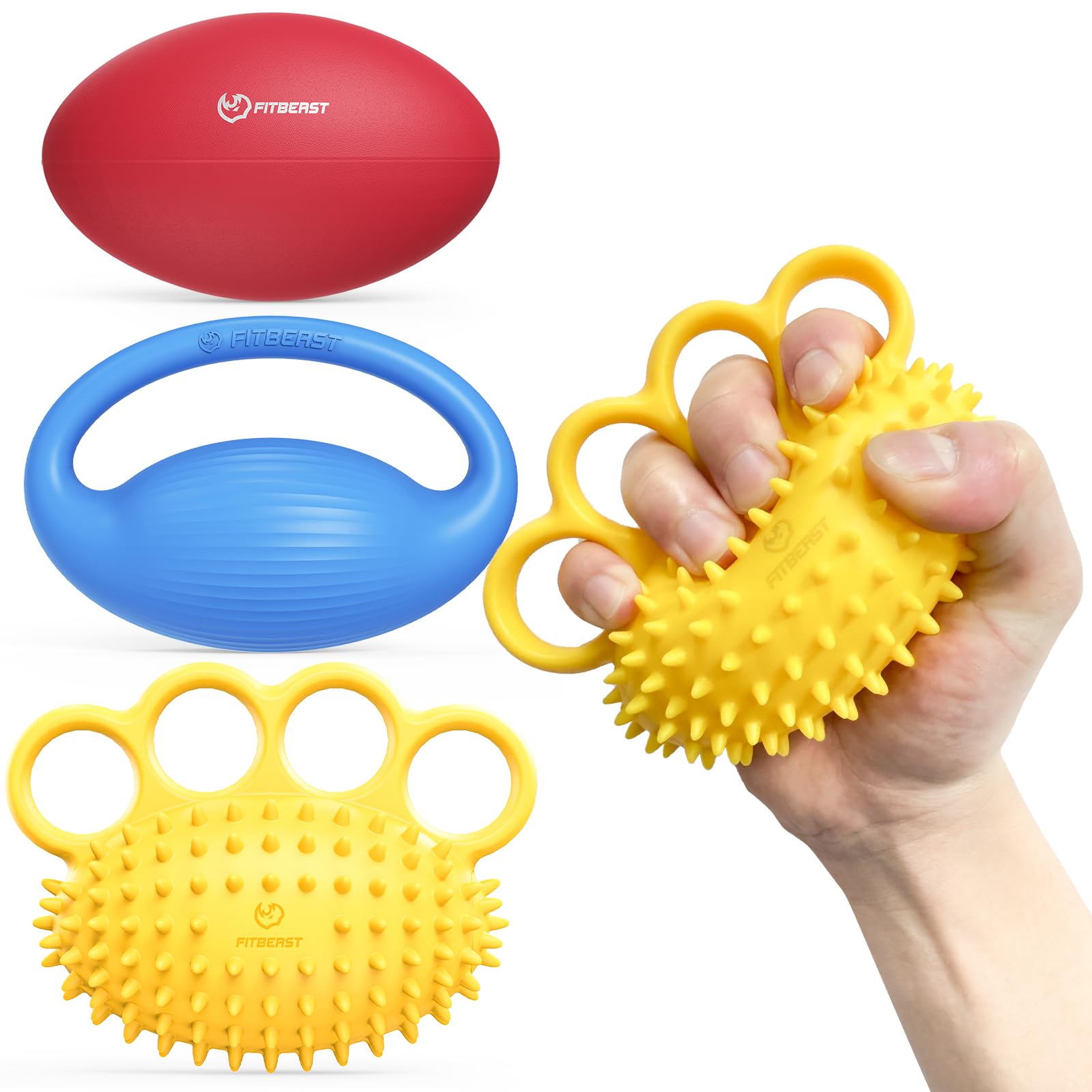 Balle Thérapie Doigts Lot De 3 Balles De Renforcement Main - Silicone Qualité Pro - Anti-stress & Rééducation Digitale Musculation Poignet 3 Résistances