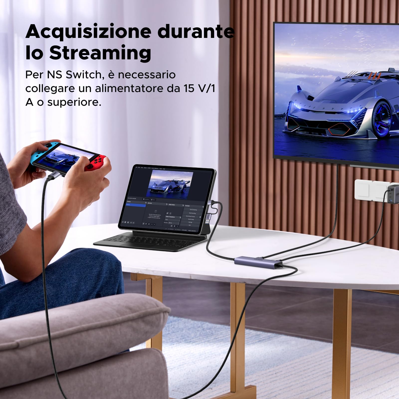 UGREEN Scheda Acquisizione Video USB C 4K 30Hz con ingresso USB-C a A 3.1 2K 60Hz registrazione in streaming capture card HDMI loop-through compatibile con Switch PS5 4 Xbox MacBook iPad Air Quest 3