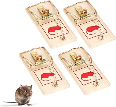 Pack of 4 Wooden Mouse Traps for Indoor Use Durable and Reusable Little Mouse Traps