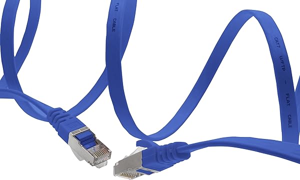 1aTTack.de 2m - blau - 10 Stück Cat7 Flachkabel Netzwerkkabel Cat 7 Rohkabel Gigabit Lan (10Gbit/s) Flachbandkabel Verlegekabel Patchkabel Flach Slim Rj 45 Stecker Cat6a - 3