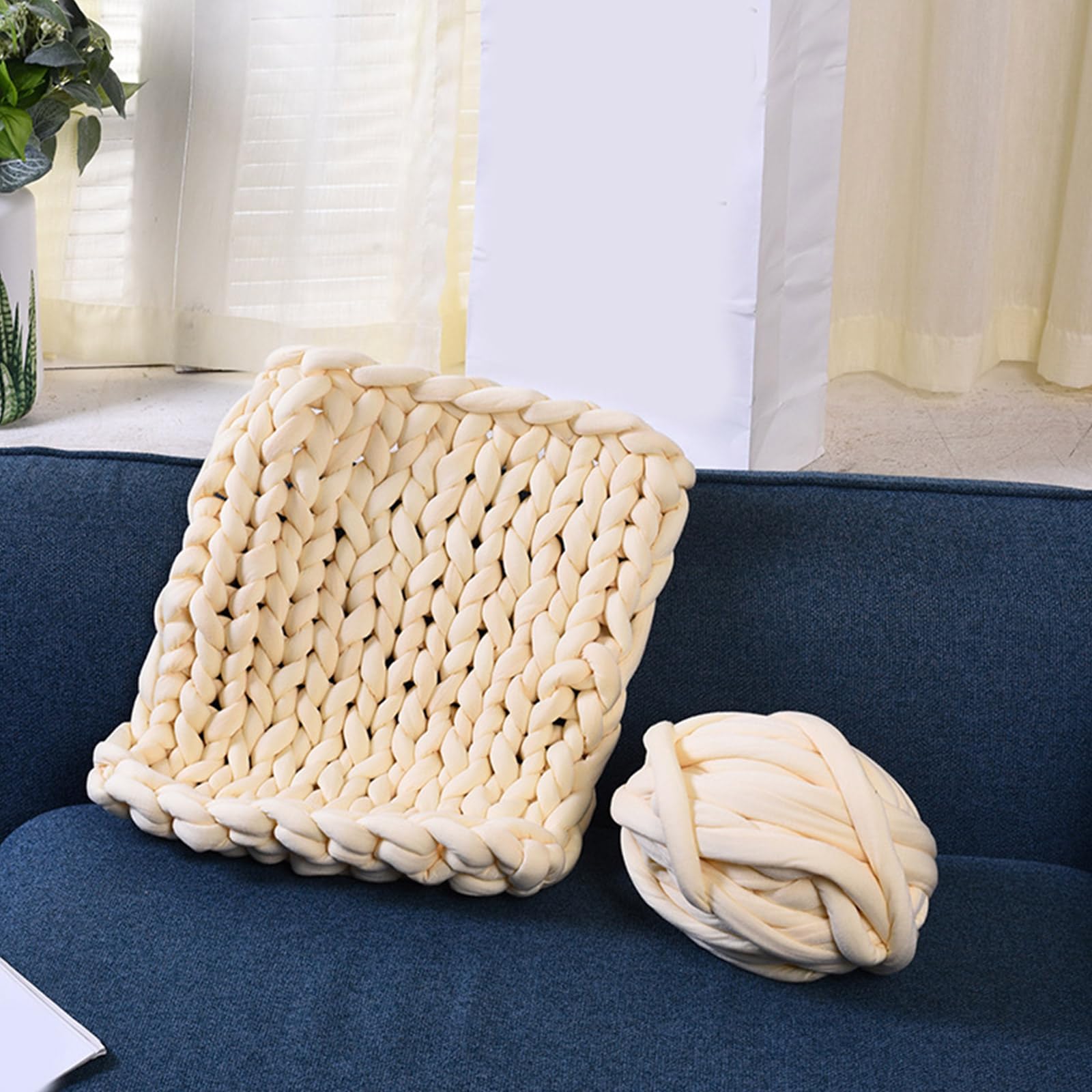 Filato di cotone multiuso, 18 m x 2 cm, filato per lavori a maglia per bambini, cestini, sciarpe, decorazione della casa, filato di cotone multiuso per uncinetto, 18 m x 2 cm