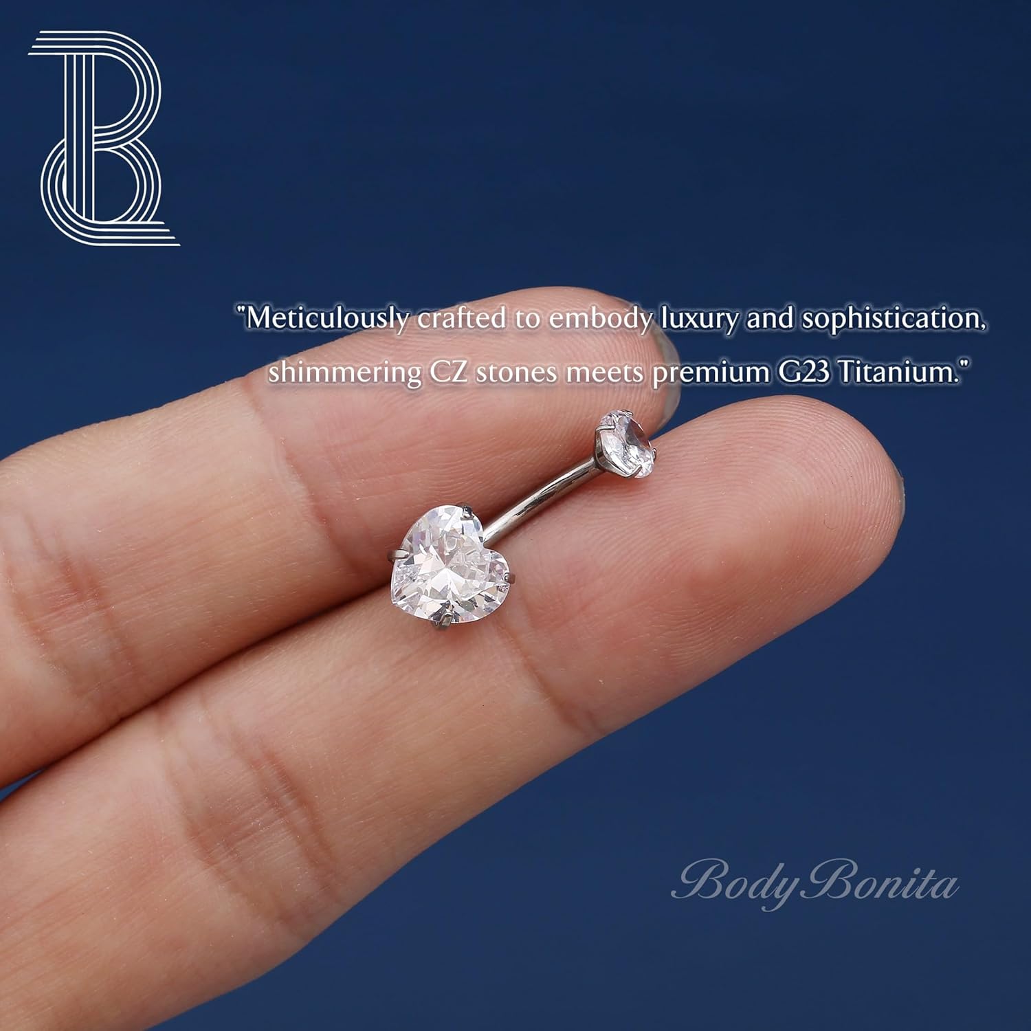 BodyBonita G23 Titanium Belly Button Rings - 14G Internally Threaded 14mm Belly Ring Round Square Star Teardrop CZ Navel Rings for Women - Image 3