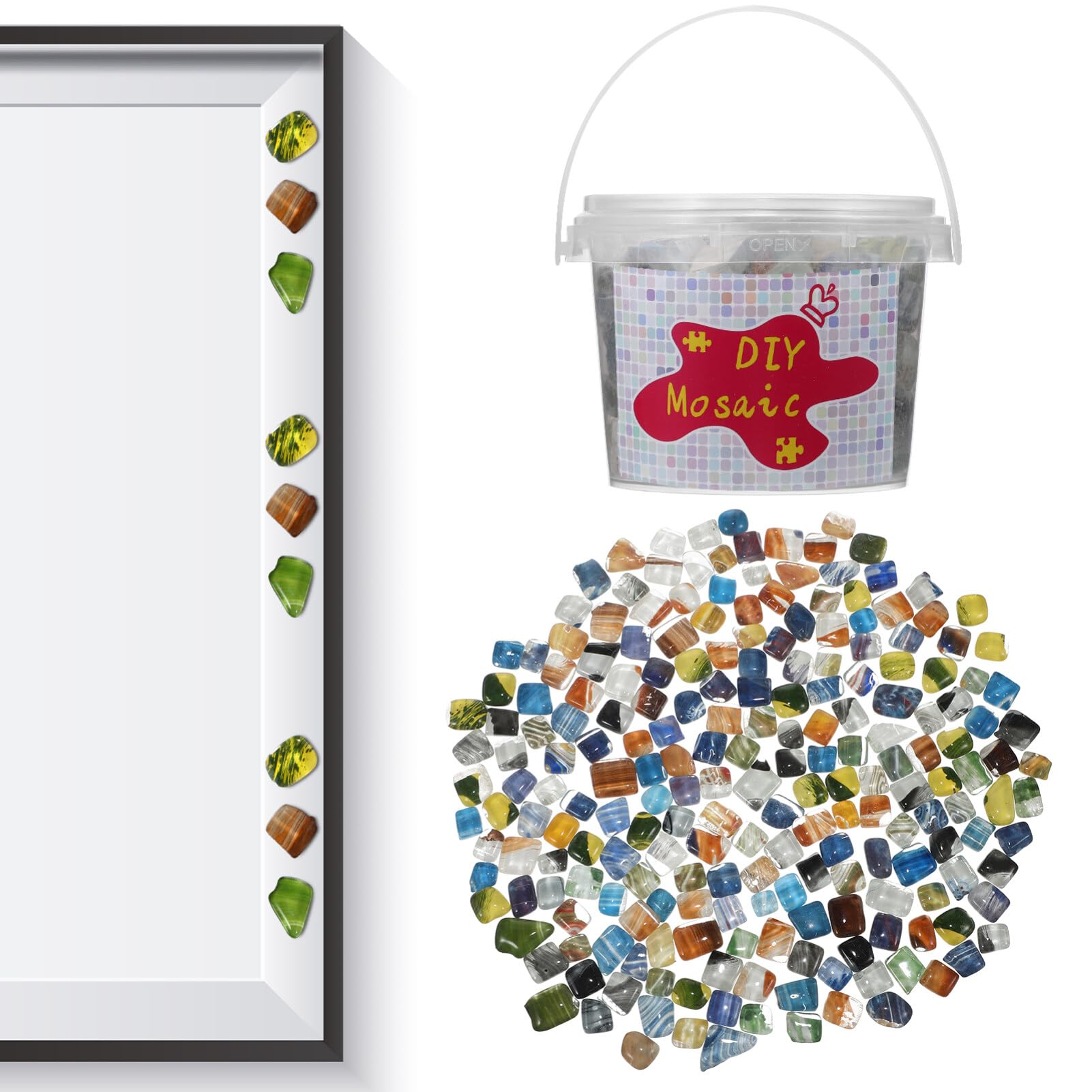 Tofficu Kit Mosaico Pezzi Colorati Per Decorazioni Fai Da Te Sicuro e Pratico Per Progetti Creativi Casa e Giardino