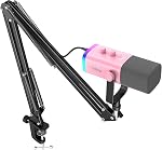 FIFINE XLR/USB Jeu de micros, dynamique PC Mic pour la diffusion en continu de podcasting, ordinateur RGB Mic Kit avec support de bras de boom, bouton Mute, casque Jack, pour l'enregistrement vocal voix-over-ampliGame AM8T