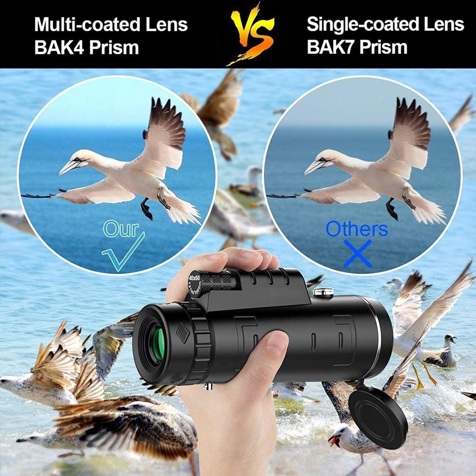 télescope Télescope monoculaire à Zoom HD 40x60, for Adultes et Enfants, for la Faune, l'observation des Oiseaux, randonnée Les Voyages