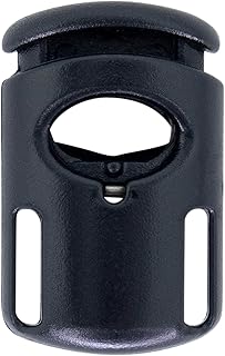 SGT KNOTS Toaster Ellipse Spring Cord Lock - Plastic Toggle Stopper for Paracord, Drawstrings & More (25 Pack, Black)