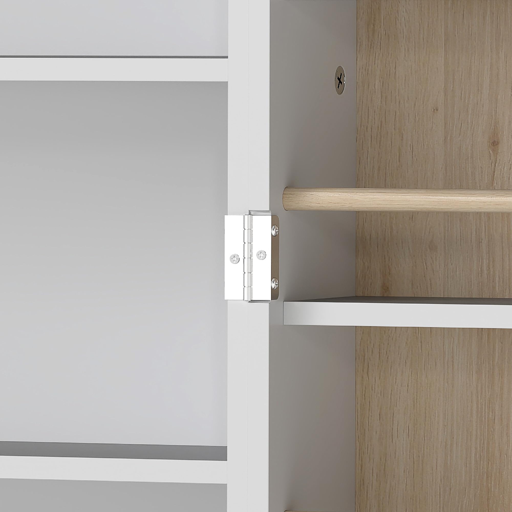 HOMCOM Buffet Cuisine Garde Manger 12 Étagères Portes 58x29x119,5cm Blanc | Meuble Cuisine Rangement, Vaisselier, Étagères Réglables, Double Porte à Lattes, pour Salle à Manger, Salon