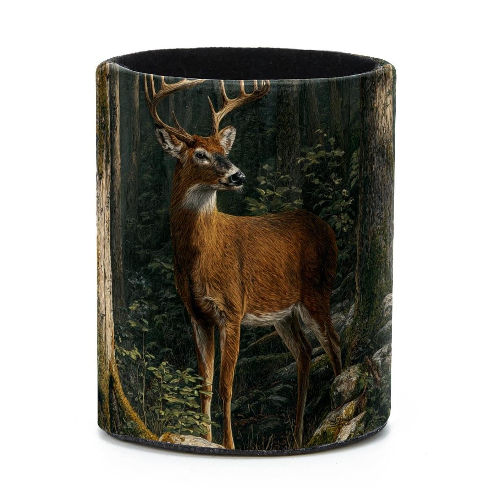 VAPOKF Round Pencil Holders for Desk, Deer in the Forest Pen Holders Pen Pot Makeup Brushes Storage Desktop Stationery Supplies Organiser for Home Office