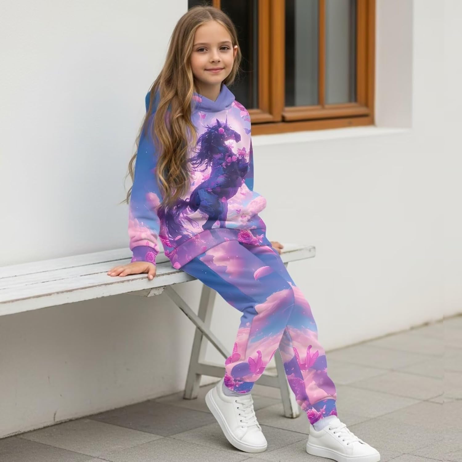 Pensura 2 PCS Outfit Boys Girls Pullover Hoodie & Jogger Pants Set for Kids Tracksuit Set