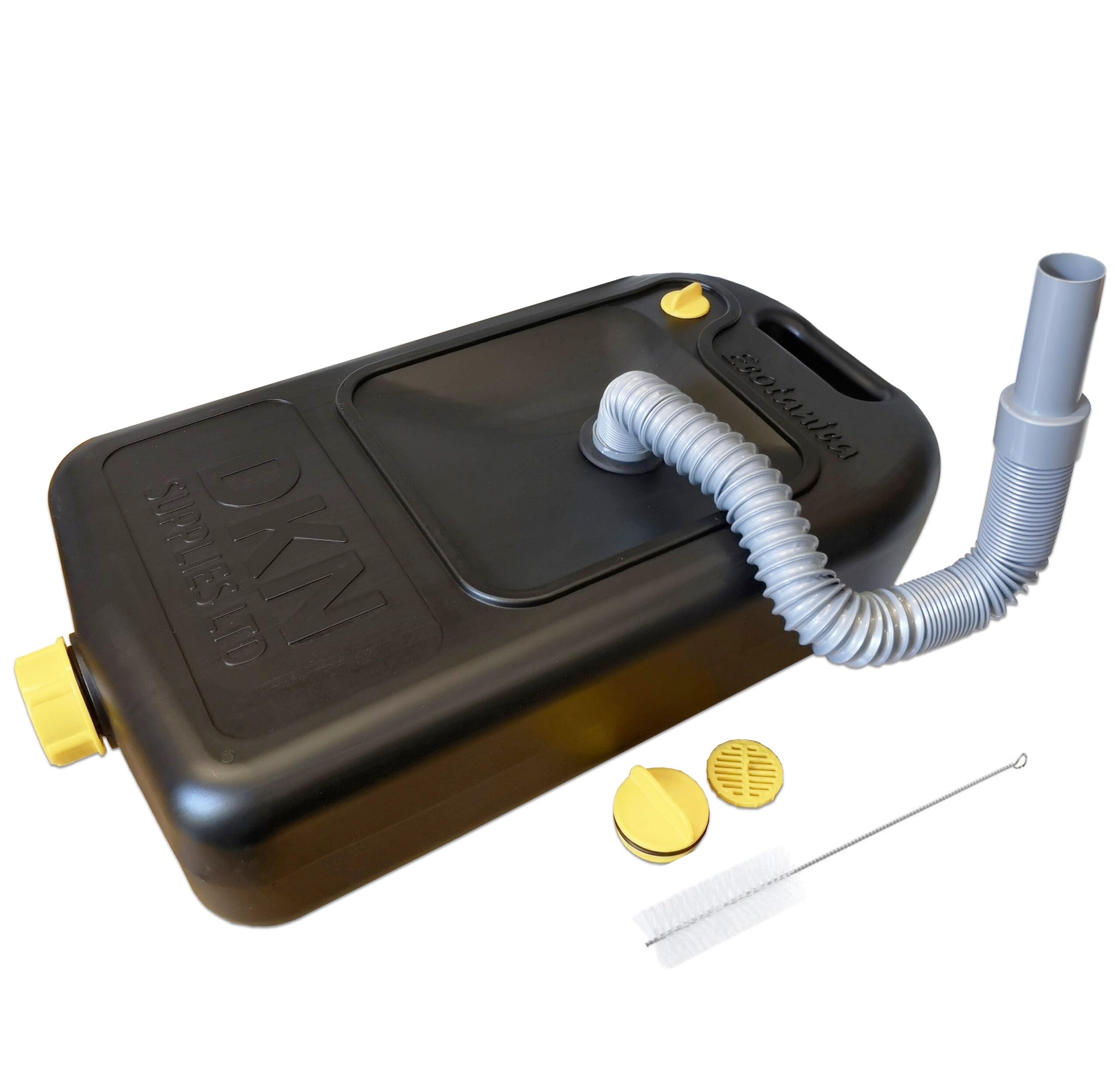 DKN LEISURE 10L Black Waste Water Container with Flexible Hose and Brush
