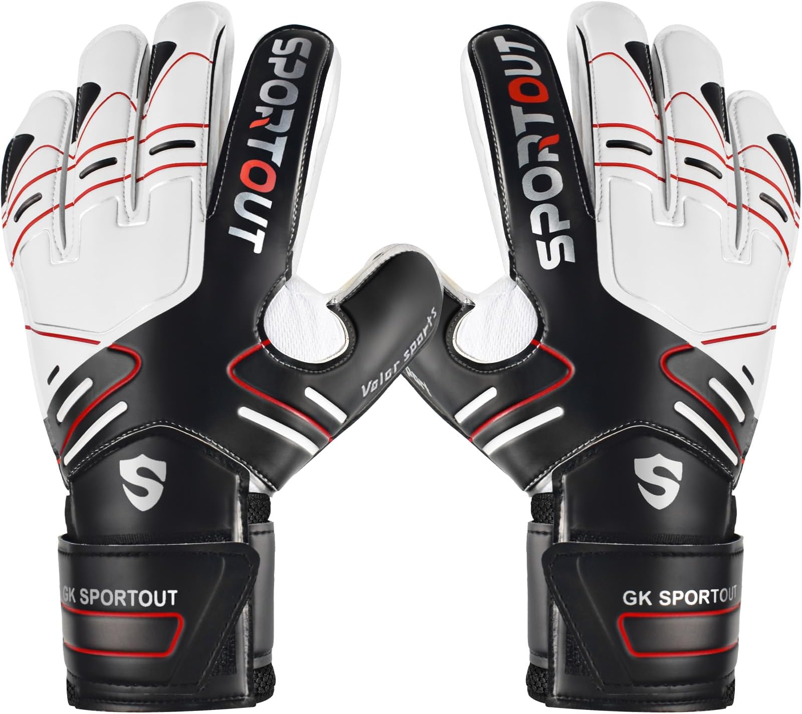 Sportout Youth&Adult Goalie Goalkeeper Gloves,Strong Grip for The Toughest Saves, with Finger Protect & 4+3MM Latex to Give Splendid Protection to Prevent Injuries,4 Colors