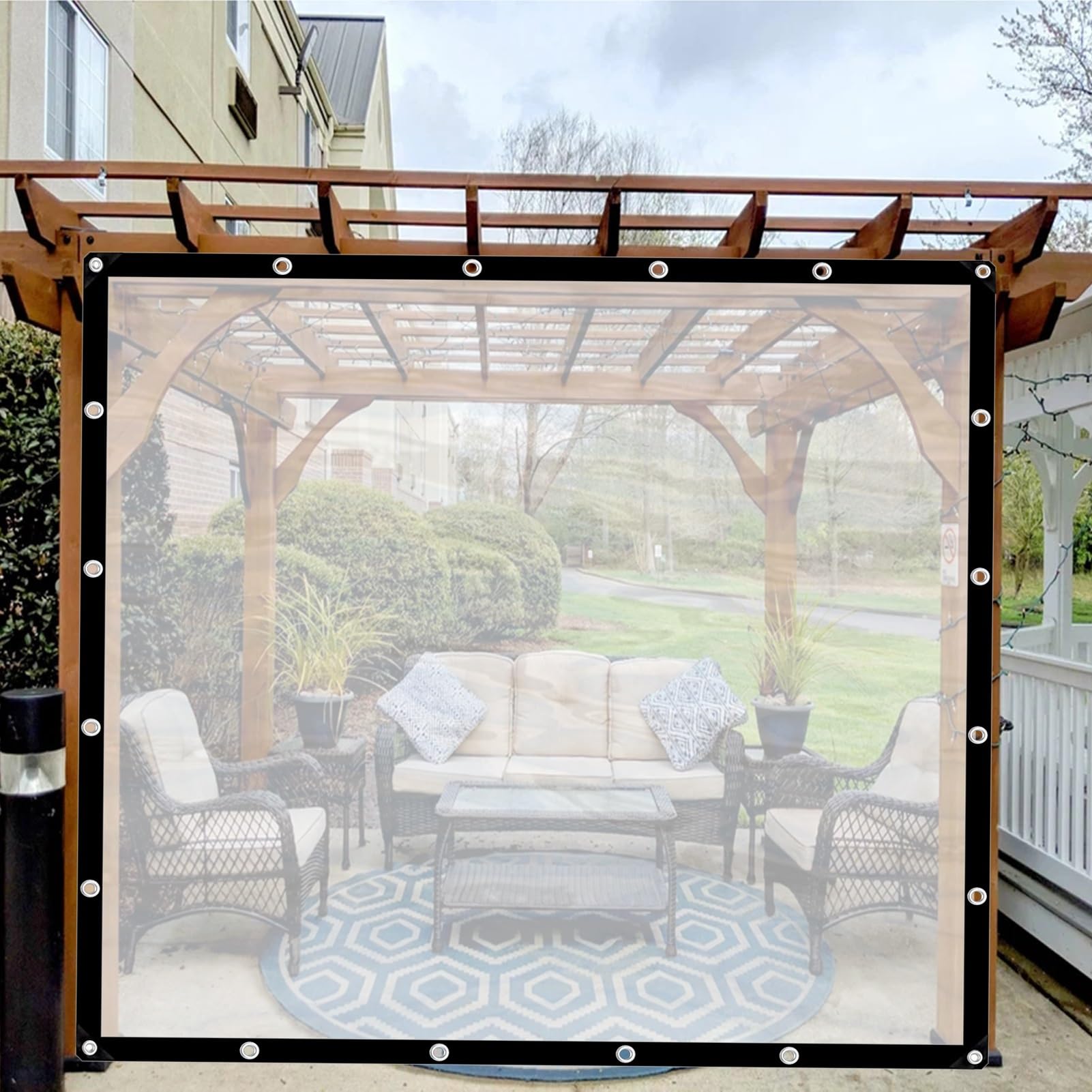 Panneaux latéraux en bâche transparente imperméable rideaux d'extérieur pergola personnalisables