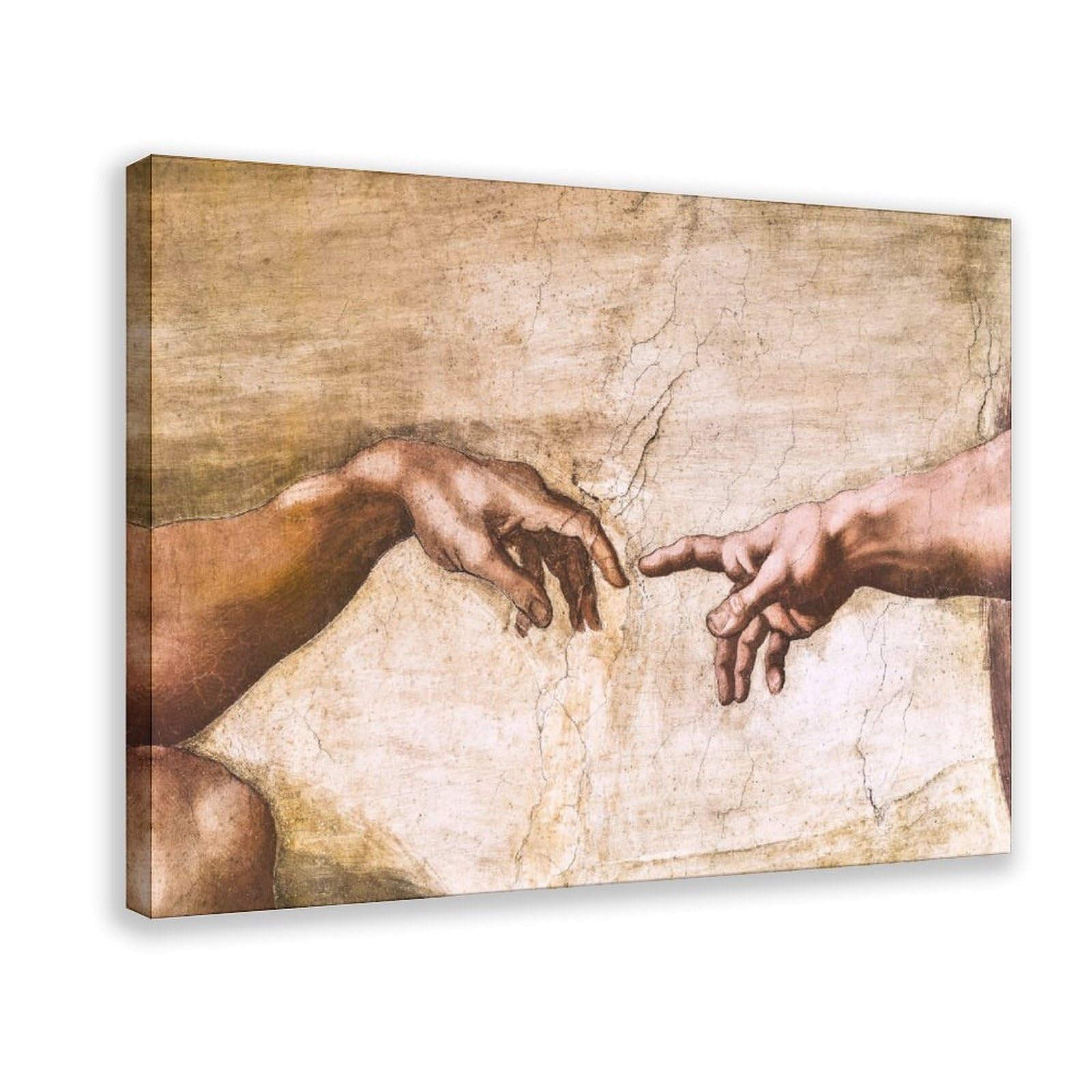 WCYB Michelangelo Buonarroti - Hand of God The Creation of Adam Sistine Chapel Prints Posters Canvas Deco Paintings Wall Art For Office Living Room Hangabl